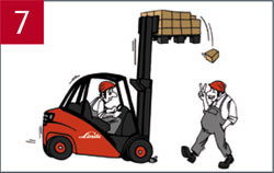 Onder de geheven last mogen geen personen staan of lopen.