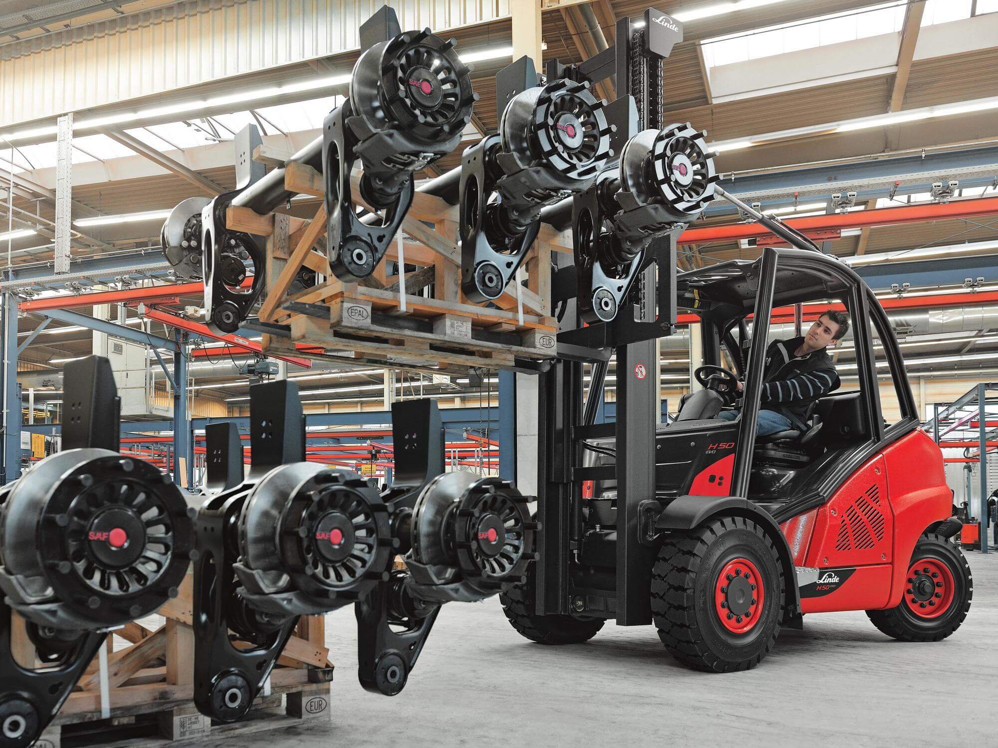 Linde thermische verbrandingsheftruck H40 H50 EVO stapelt banden Linde Protector Frame