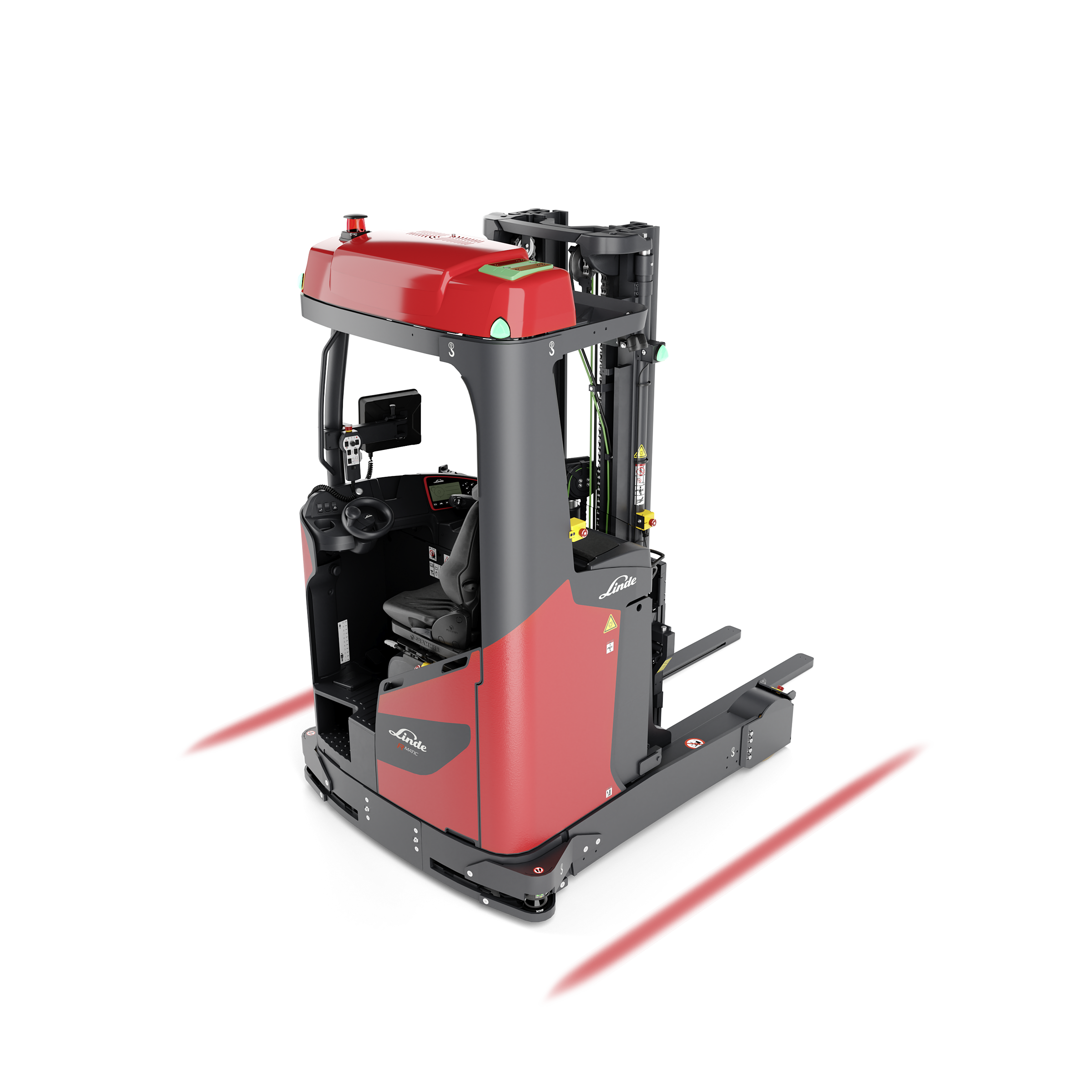 Rode waarschuwingslijnen bij de Linde R-matic k